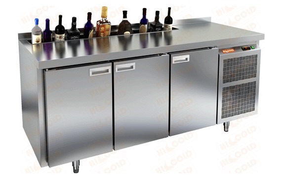 Стол охлаждаемый HICOLD GN 111 HT V, с бортом, 3 двери (+2...+10°С)